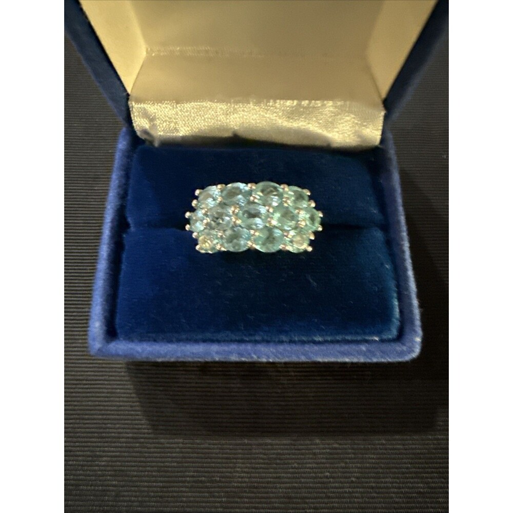 Designer Beautiful Sky Blue Topaz 925 Sterling Silver Ring - Size 10 By STS